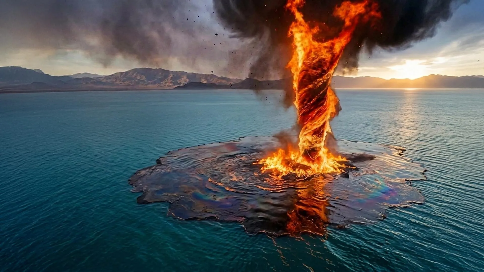Controlled fire tornadoes remove 95% of spilled oil with 40% less soot